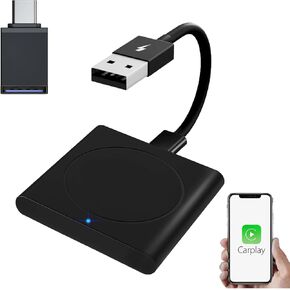 Carplay Wireless Adapter for Factory Wired CarPlay 2024 Upgrade Plug & Play 5.8GHz WiFi Bluetooth Auto Connect CarPlay Dongle Converts Wired to Wireless for Cars from 2015 & iPhone iOS 10+