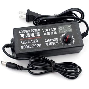 100-240V to 3-12V 5A Universal Adjustable AC/DC Switching Power Adapter, 50-60hz Power Supply Adapter Converter with LED Voltage Display US Plug (3V-12V 5A)