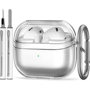 حافظة لهاتف Samsung Galaxy Buds 3 / حافظة Galaxy Buds 3 Pro مع مجموعة منظف، حافظة واقية من السيليكون الناعم لهاتف Galaxy Buds 3 pro 2024، ملحقات Galaxy Buds 3 مع سلسلة مفاتيح (شفاف) in Kuwait