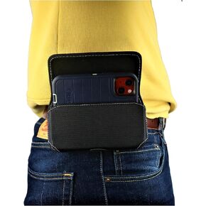 Nylon Cell Phone Pouch for iPhone SE 2022/8 / 7/6 Phone Belt Holder W/Loop, Clip Holster, Rugged, Magnetic Closure, Fits (Otterbox Defender/Commuter) Slim Cases On Phone (Vertical)