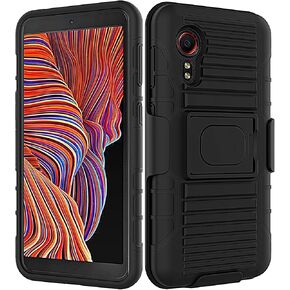 Ailiber Compatible with Samsung Galaxy Xcover 5 Case, Galaxy X Cover 5 Belt Clip Holster with Screen Protector, Kickstand Holder Mounting Plate, Rugged Shockproof Heavy Duty Cover for Xcover 5-Black