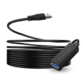 USB 3.0 Active Extension Cable, ikuai 32 Feet USB 3.0 Male to Female Extender Cord with 5V 2A Power Adapter, 2 Chipsets Signal Booster for VR, Webcam, Xbox, PS4, Keyboard, Printer, etc