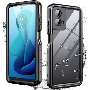 Hllhunkhe for Moto G Stylus 5G 2024 Case with Built-in Screen Protector, Waterproof Case Rugged Full Body Underwater Dustproof Shockproof Drop Proof Protective Cover Case, Black