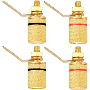 Maxmoral 4pcs 4mm Banana Jack Binding Post Gold Plated Female Socket Plug Terminal Connector for Loudspeaker Amplifier (2X Red + 2X Black)