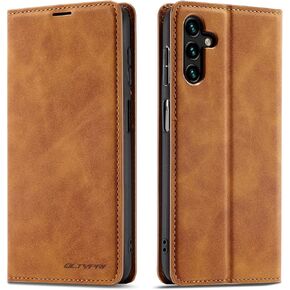 QLTYPRI for Samsung Galaxy A13 5G Case, Premium PU Leather Cover TPU Bumper with Card Holder Kickstand Hidden Magnetic Adsorption Shockproof Flip Wallet Case for Samsung Galaxy A13 5G/A04s - Brown