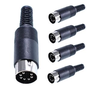 5pcs 7 Pin DIN Male Plug Connectors - Black Plastic Handle for Secure Audio and Video Connectivity