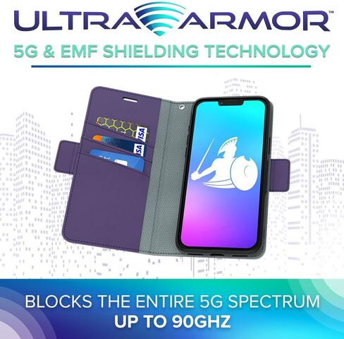 حافظة DefenderShield EMF للحماية و5G مضادة للإشعاع لهاتف iPhone 12/12 Pro - حافظة RFID Blocking EMF Shield قابلة للفصل أرجواني in Kuwait