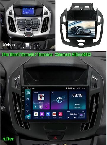 9" Android 13 Double Din Car Stereo w/Wireless Carplay Android Auto for Ford Transit Connect 2014-2018 IPS Car Audio Receiver w/WiFi GPS Bluetooth AHD Backup Camera Mic,SWC/AV in/FM/AM Radio Receiver in Saudi Arabia