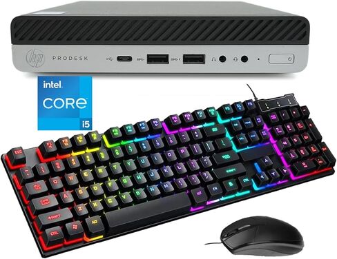كمبيوتر مكتبي صغير HP Prodesk 600 G3، كور الجيل السادس i5-6500T 3.1 جيجا هرتز، ذاكرة الوصول العشوائي 16 جيجا، 256 جيجا SSD، لوحة مفاتيح سلكية RGB، واي فاي، بلوتوث، Windows10 Pro (متجدد) in Kuwait