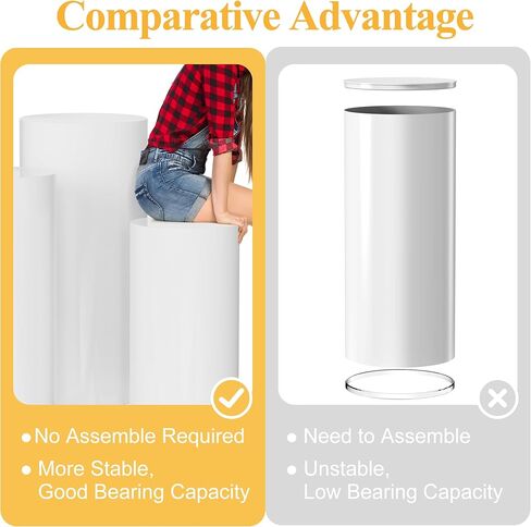 حامل أسطواني معدني من Wokceer للحفلات باللون الأبيض، 3 مجموعات من طاولات أسطوانية حامل بقاعدة للحفلات، عرض أعمدة القاعدة، الحلوى لحفلات الزفاف، وحفلات أعياد الميلاد، وديكور فني in Kuwait