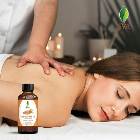 زيت حامل بذور الجزر من إس في إيه أورجانيكس مع قطارة - 118 مل (4 أونصة سائلة) نقي 100% وطبيعي ومعصور على البارد بدرجة علاجية للبشرة المرطبة والشعر اللامع والعلاج العطري والتدليك in Saudi Arabia