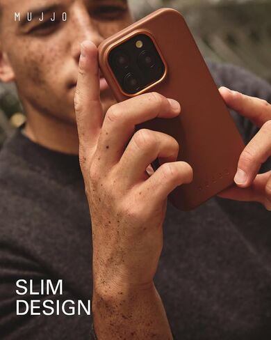 Mujjo Leather Phone Case - Fits iPhone 16 Pro Max - MagSafe Compatible - Premium European Leather - Enhanced Phone & Camera Lens Protection - Crafted with Recycled Material - Slim Profile Tan in Saudi Arabia