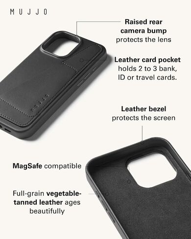 Mujjo Leather Phone Case - Fits iPhone 16 Pro Max - MagSafe Compatible - Premium European Leather - Enhanced Phone & Camera Lens Protection - Crafted with Recycled Material - Slim Profile Tan in Saudi Arabia