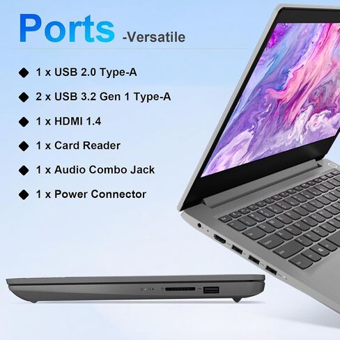 Lenovo IdeaPad 3 14" FHD Daily Laptop, Intel Core i5-1135G7, 20GB RAM, 512GB SSD, Wi-Fi 6, Bluetooth, Webcam, HDMI, Windows 11 Home, Grey, Bundle with A-Data 512GB External SSD in Saudi Arabia