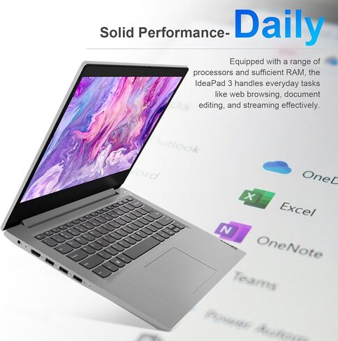 Lenovo IdeaPad 3 14" FHD Daily Laptop, Intel Core i5-1135G7, 20GB RAM, 512GB SSD, Wi-Fi 6, Bluetooth, Webcam, HDMI, Windows 11 Home, Grey, Bundle with A-Data 512GB External SSD in Saudi Arabia