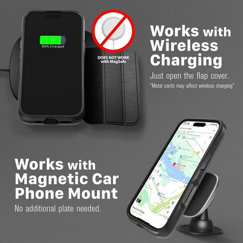 VENA vCommute for iPhone 16 Wallet Case, [Military Grade Drop Protection] Flip Leather Cover Slot Card Holder with Kickstand - Black in Saudi Arabia