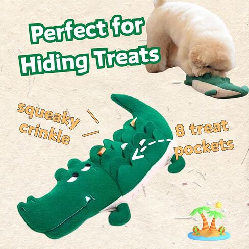 Refillable Plush Catnip Cat Toy, Alligator Cat Treat Toy, Crinkle Cat Kicker Cuddle Pillow Toy for Indoor Cats, Cat Enrichment Toy with 12 Natural Catnip Bags and Silvervine Stick in Kuwait