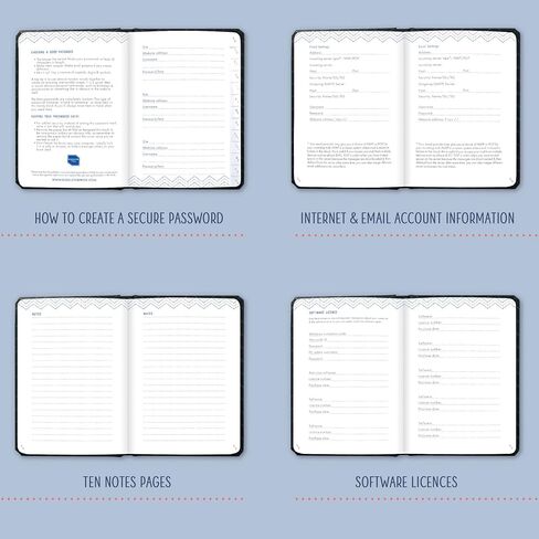 Boxclever اضغط على كتاب كلمة المرور مع علامات التبويب الأبجدية. كتاب حارس كلمة المرور سهل الاستخدام لجميع التفاصيل الخاصة بك على الإنترنت. دفتر كلمة مرور بدون عنوان صغير للمنزل أو المكتب - 6 × 4.5 بوصة in Kuwait