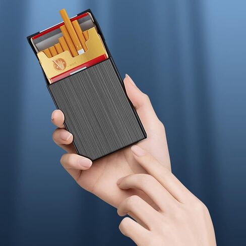 Cigarette Case with Lighter Cigarettes Box Portable 20pcs 100's Slim Cigarettes USB Lighters 2 in 1 Rechargeable Flameless Windproof Electric Lighter (Silver) in Saudi Arabia