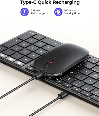 لوحة مفاتيح وماوس بلوتوث لاسلكي لجهاز Mac، لوحة مفاتيح وماوس رفيعة قابلة لإعادة الشحن متعددة الأجهزة من الفولاذ المقاوم للصدأ بالحجم الكامل، متوافق مع MacBook Pro/Air، iPad، iMac - زر توصيل رمادي in Kuwait