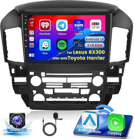 2+64G Android 13 CarPlay Car Stereo Radio for Lexus RX300 Toyota Harrier 1998-2003, 9'' HD Touch Screen Compatible with Android Auto, AHD Backup Camera, Mirror Link, GPS, WiFi, FM RDS in Saudi Arabia