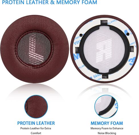 Replacement Earpads for JBL E35 E35BLK E45 E45BT E45BTBLK On-Ear Headphones with Protein Leather & Memory Foam Ear Cushions (Red) in Kuwait