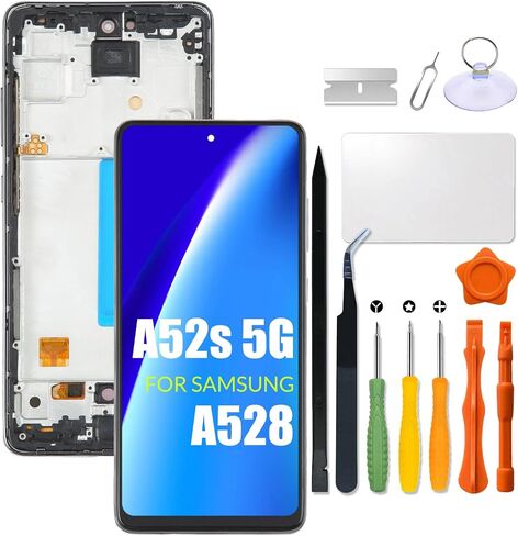بديل شاشة Samsung Galaxy A52s 5G INCELL لهاتف Samsung A528 A528B A528B/DS A528N شاشة LCD تعمل باللمس مجموعة رقمية سوداء مع إطار (ليست وظيفة بصمة الإصبع) in Saudi Arabia