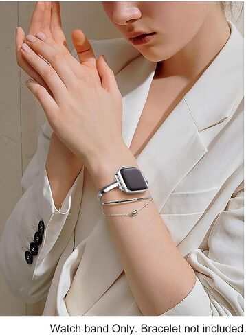 Secbolt Stainless Steel Band Compatible with Apple Watch Band 38mm 40mm 41mm 42mm 44mm 45mm 46mm 49mm iWatch SE Series 10 9 8 7 6 5 4 3 2 1, Slim Versatile Bangle Bracelet for Women in Saudi Arabia