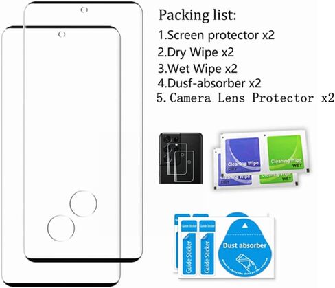 واقي شاشة Galaxy S21 Ultra، عبوتان من واقي الشاشة الزجاجي المقوى S21 Ultra، عبوتان من واقي عدسة الكاميرا، واقي شاشة زجاجي مقوى بدرجة 9H لهاتف Samsung Galaxy S21 Ultra(2+2 Pack) in Kuwait
