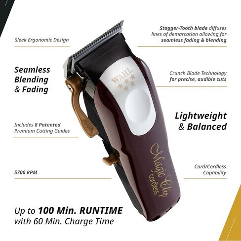 Wahl Professional 5 Star Cordless Magic Clip Hair Clipper with 100+ Minute Run Time for Professional Barbers and Stylists in Kuwait