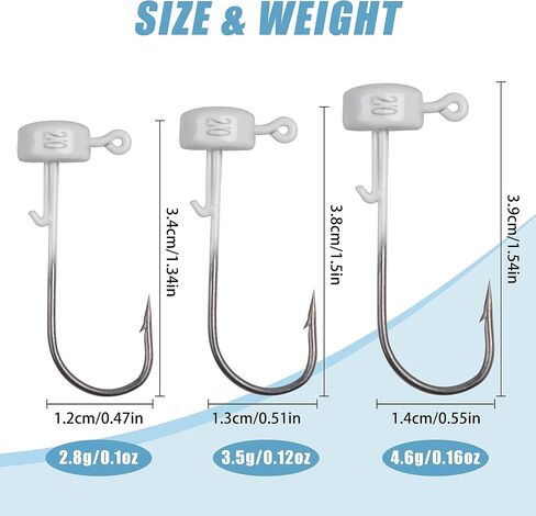 Ned Rig Fishing Jig Heads Baits, 25pcs Crappie Mushroom Jig Hooks for Soft Lures 5 Colors 1/10oz 1/8oz 1/6oz in Saudi Arabia