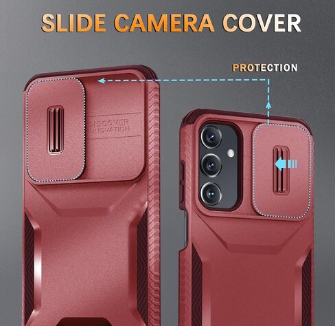LATVIN for Samsung Galaxy A15 5G Case with 1 Screen Protector, Built-in Slide Camera Cover, Military Grade Drop Protection, Heavy Duty Rugged Shockproof Protective Phone Cover, Black in Saudi Arabia