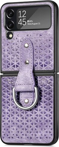 Asuwish Compatible with Samsung Galaxy Z Flip 4 5G 2022 and Cell Accessories Stand Ring Holder Kickstand Full Body Protective Dual Layer Phone Covers for Gaxaly ZFlip4 Z4 Flip4 4Z Flip4case Purple in Saudi Arabia