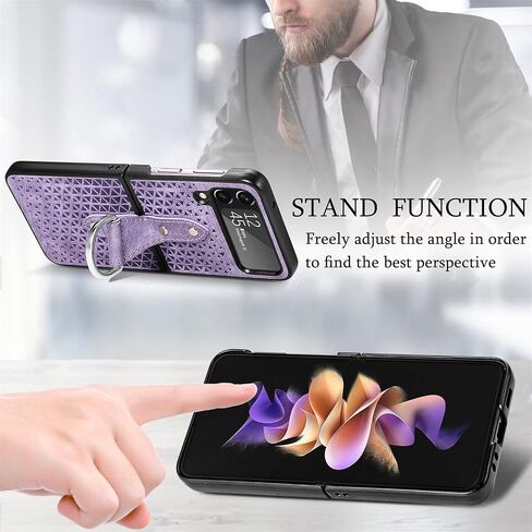 Asuwish Compatible with Samsung Galaxy Z Flip 4 5G 2022 and Cell Accessories Stand Ring Holder Kickstand Full Body Protective Dual Layer Phone Covers for Gaxaly ZFlip4 Z4 Flip4 4Z Flip4case Purple in Saudi Arabia