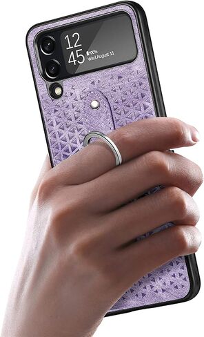 Asuwish Compatible with Samsung Galaxy Z Flip 4 5G 2022 and Cell Accessories Stand Ring Holder Kickstand Full Body Protective Dual Layer Phone Covers for Gaxaly ZFlip4 Z4 Flip4 4Z Flip4case Purple in Saudi Arabia