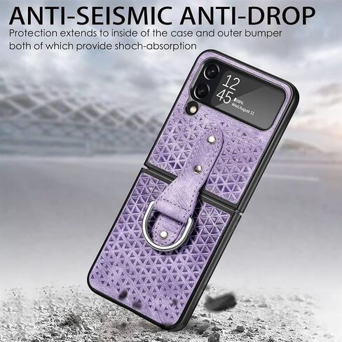 Asuwish Compatible with Samsung Galaxy Z Flip 4 5G 2022 and Cell Accessories Stand Ring Holder Kickstand Full Body Protective Dual Layer Phone Covers for Gaxaly ZFlip4 Z4 Flip4 4Z Flip4case Purple in Saudi Arabia
