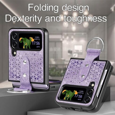 Asuwish Compatible with Samsung Galaxy Z Flip 4 5G 2022 and Cell Accessories Stand Ring Holder Kickstand Full Body Protective Dual Layer Phone Covers for Gaxaly ZFlip4 Z4 Flip4 4Z Flip4case Purple in Saudi Arabia
