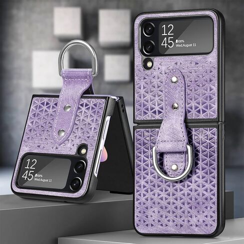 Asuwish Compatible with Samsung Galaxy Z Flip 4 5G 2022 and Cell Accessories Stand Ring Holder Kickstand Full Body Protective Dual Layer Phone Covers for Gaxaly ZFlip4 Z4 Flip4 4Z Flip4case Purple in Saudi Arabia