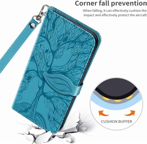 MEUPZZK Samsung Galaxy A52 Case, Samsung A52 5G / A52 4G / A52s 5G Wallet Case, Embossed Tree Premium PU Leather [Kickstand] [Card Slots] [Wrist Strap] [6.5 inch] Phone Cover for Samsung A52 (R-Blue) in Saudi Arabia