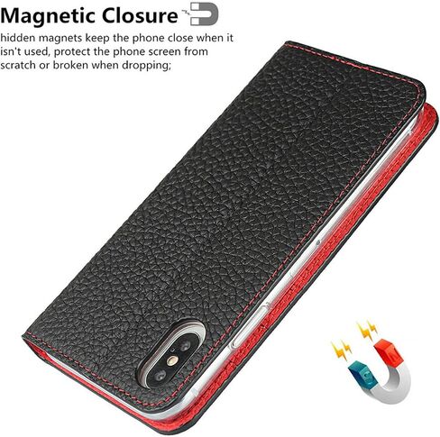 حافظة iCoverCase من الجلد الأصلي متوافقة مع هاتف iPhone 11، حافظة محفظة مع حزام معصم وحامل بطاقات وإغلاق مغناطيسي مع مسند وغطاء قلاب (برتقالي) in Saudi Arabia