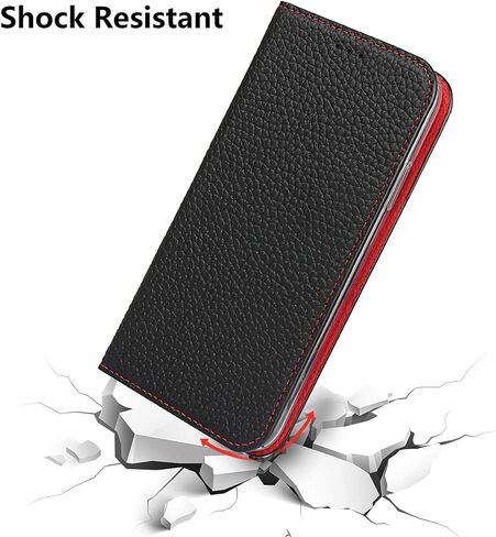 حافظة iCoverCase من الجلد الأصلي متوافقة مع هاتف iPhone 11، حافظة محفظة مع حزام معصم وحامل بطاقات وإغلاق مغناطيسي مع مسند وغطاء قلاب (برتقالي) in Saudi Arabia