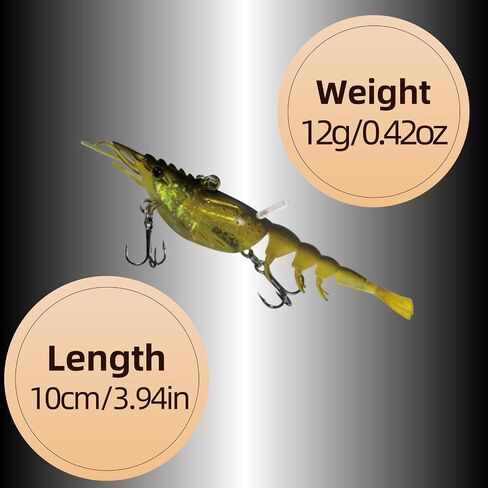 Shrimp Lures for Fishing, Lifelike Fishing Lures Shrimp Lures for Freshwater Saltwater with Tiny Bead Tubes and Scented Rods, Mimics a Shrimps Natural Movements in Saudi Arabia