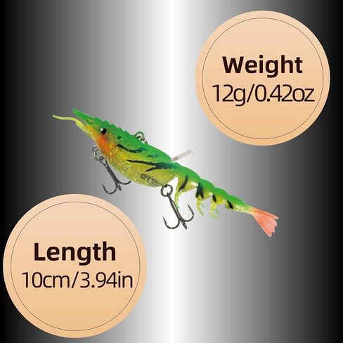 Shrimp Lures for Fishing, Lifelike Fishing Lures Shrimp Lures for Freshwater Saltwater with Tiny Bead Tubes and Scented Rods, Mimics a Shrimps Natural Movements in Saudi Arabia