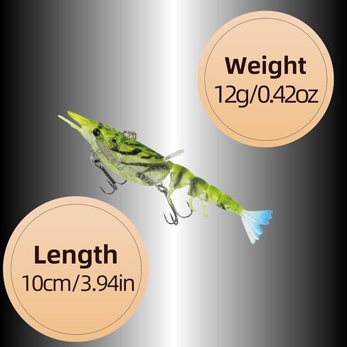 Shrimp Lures for Fishing, Lifelike Fishing Lures Shrimp Lures for Freshwater Saltwater with Tiny Bead Tubes and Scented Rods, Mimics a Shrimps Natural Movements in Saudi Arabia