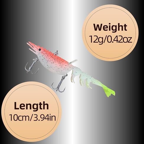 Shrimp Lures for Fishing, Lifelike Fishing Lures Shrimp Lures for Freshwater Saltwater with Tiny Bead Tubes and Scented Rods, Mimics a Shrimps Natural Movements in Saudi Arabia