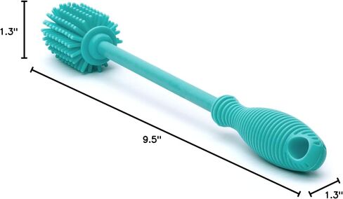 Chicco 9.5" Silicone Bottle Brush with Food-Grade Silicone Bristles | Dishwasher & Sterilizer Safe | Non-Slip, Comfort Grip Handle | Hangs for Drying & Storage | Teal in Saudi Arabia