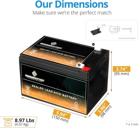 Chrome Battery 12V 15AH SLA Rechargeable Replacement Battery compatible with UPS Back Up, Electric Scooter, Wheelchair, Alarm, and More: 5.94 x 3.86 x 3.74, T2 Terminal in Saudi Arabia