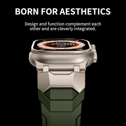 Rubber Bands Compatible with Apple Watch Ultra 2/Ultra Band 49mm 45mm 44mm 42mm for Men Women,Designer Rugged Durable Silicone Strap with Metal Connector for iWatch Series 9 8 7 6 5 4 3 2 1 SE in Kuwait