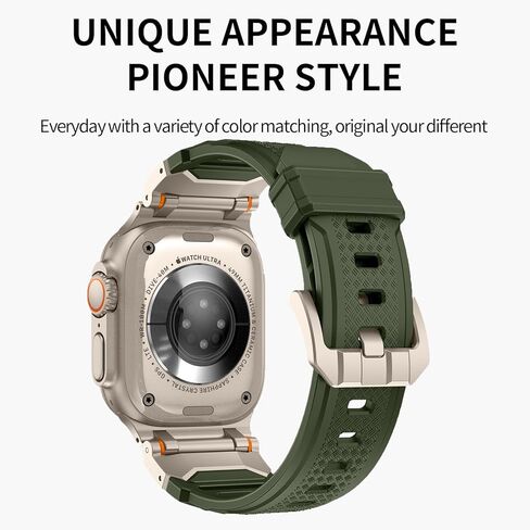 Rubber Bands Compatible with Apple Watch Ultra 2/Ultra Band 49mm 45mm 44mm 42mm for Men Women,Designer Rugged Durable Silicone Strap with Metal Connector for iWatch Series 9 8 7 6 5 4 3 2 1 SE in Kuwait