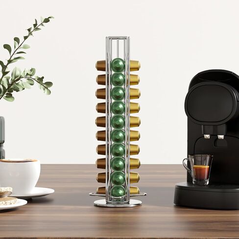 SEVENLINE Coffee Pod Holder Stand Compatible With Nespresso Original Pods Carousel Storage Rack Capsules Organizer For 40 Capsules (Black) in Saudi Arabia